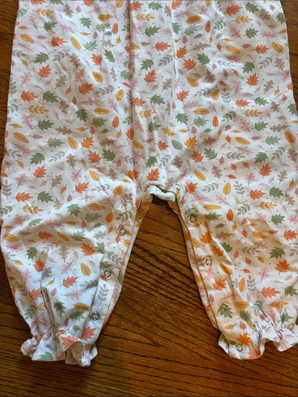 Stitchy Fish Cotton Girls Pink Floral Leaf Fall Ruffle One-Piece Romper size 3T